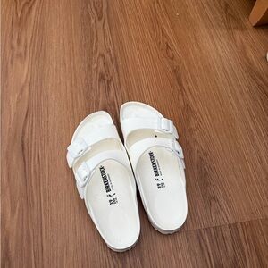 Birkenstock 39 Rubber White Slide Sandals